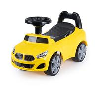 Hillington Kids Ride On Sliding Sports Car - Push Along Foot to Foot Buggy For Toddlers - Under Seat Storage & Musical Steering Wheel - Licensed For 18-36 Months Old (Yellow)