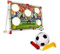 Hillington Super Football Goal Post Game Set Indoor Outdoor Included Football-Pump-Net-Tents with Removable Target Sheet-Ideal for Kids Learning Playing Practice Everyday
