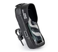 Hillington Waterproof Bike Phone Holder Bag - 360° Rotation, Clear Front Window, Sun Visor, Multiple Storage Pockets, Fits Handlebars up to 45mm, Includes Rain Cover, for Cycling and MTB