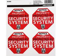 Hillman 843466 Notice Property Protected by Security System Decals, Black, Red and White Plastic, 4-Decals