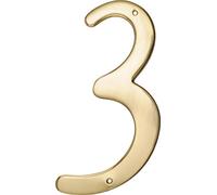 HIllman 847045 4-Inch Nail-On Traditional Solid Brass House Number 3, 1 Count (Pack of 1)