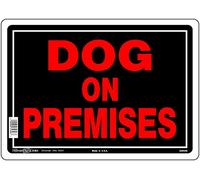 Hillman 848546 Dog On Premises Sign, Black and Red Aluminum Metal, 10x14 Inches 1-Sign