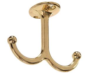 Hillman Hardware Essentials 852305 Under Shelf Coat Hook Brass Plated -2 Pack