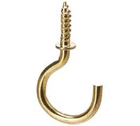 Hillman Hardware Essentials Solid Brass Cup Hook 7/8", Brass Finish, 100-Pack
