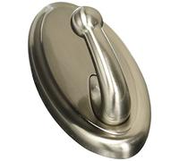 Hillman HIGH & Mighty 515819 Decorative Metal Hook, Easy Tool-Free Dry Wall Installation, Oval, Holds up to 25lb, Satin Nickel