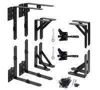 HILLMASTER 2 Set Anti Sag Gate Frame Kit Gate Corner Brace Bracket Heavy Duty Adjustable Gate Hardware with Gate Latch for Wooden Fences,Driveway Gates,Shed Doors,Corral Gates,Wood Windows