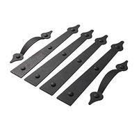 HILLMASTER Decorative Magnetic Garage Door Hinges Hardware, 6 Pieces Garage Door Accents Attractive Curb Appeal Faux Hinges Handles Decor Hardware Kit, Black(4 Hinges+2 Handles)