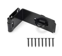 HILLMASTER Door Hasp Latch 90 Degree, 7-3/4" Extra Thick Heavy Duty Steel Safety Gate Door Lock Padlock Clasp Hasp Lock Latch for Fence Gate Barn Door Shed Closet Cabinet, Black Finish