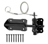 HILLMASTER Heavy Duty Automatic Gate Latch for Wooden Fence with Cable Pull, 7.5" Self Locking Gravity Gate Door Latches Security Latch for Outdoor Garden, Pool, Metal Gates, Vinyl Fence, Black Finish