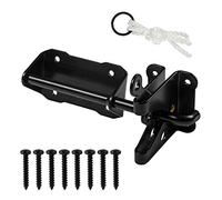 HILLMASTER Heavy Duty Automatic Gate Latch for Wooden Fences with Pull String, 7.5" Self-Locking Gravity Gate Door Latches with Handle for Outdoor Garden, Pool, Metal Gates, Vinyl Fence, Black Finish