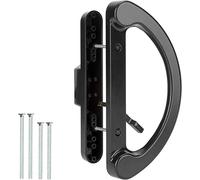 HILLMASTER Patio Sliding Glass Door Handle Replacement Set,Mortise Style Reversible Design Non-keyed Sliding Patio Door Handles, Black Diecast Finish Fit 3-15/16” Screws Hole Spacing