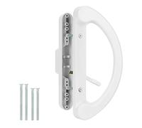 HILLMASTER Patio Sliding Glass Door Handle Replacement Set Mortise Style Reversible Design Non-keyed Sliding Patio Door Handles, White Diecast Finish Fits 3-15/16” Screw Hole Spacing