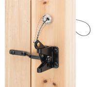 HILLMASTER Self Locking Gate Latch for Wooden Fence Heavy Duty,Gravity Lever Fence Door Latches with Steel Spring Cable Pull String Gate Hardware Gate Lock for Outdoor Secure Pool,Garden,Black Finish