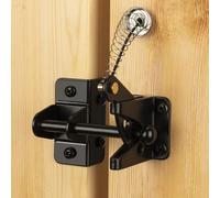 HILLMASTER Self Locking Gate Latch for Wooden Fence with Steel Spring Cable Pull,Heavy Duty Gravity Fence Latch for Metal Gates,Vinyl Fence,Gate Hardware Gate Door Lock for Outdoor Pool,Black Finish