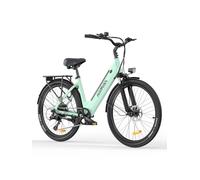 HillMiles MileCity1 26" Adult Electric Bike, 7-Speed 36V 13Ah Removable Battery, 25km/h & 80-100km Range E-bike For Urban Commuters, IP65 Waterproof (Green)