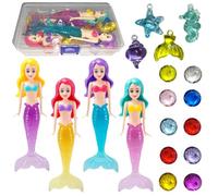 Hilloly Pool Diving Toy Set 20PCS Diving Mermaids Diving Gem Colourful Diamonds Set Gem with Box Summer Swimming Toys Dive Throw Underwater for Game Gift Boys and Girls