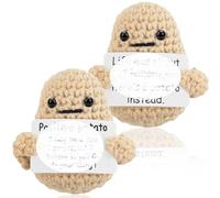 Hilloly Positive Potato Pocket Hug, 2 pcs Emotional Support Pickle with Positive Card, Emotional Support Potato Gift Cute Potato Crochet for Friends Birthday Party Decoration