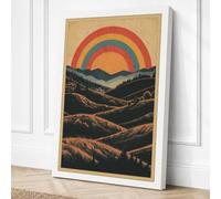 Hills Beneath Rainbow Canvas Wall Art Print 18x12 Inch (46 x 30 cm)