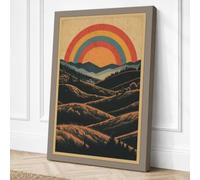Hills Beneath Rainbow Canvas Wall Art Print 30x20 Inch (76 x 51 cm)
