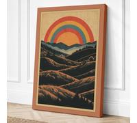 Hills Beneath Rainbow Canvas Wall Art Print 30x20 Inch (76 x 51 cm)
