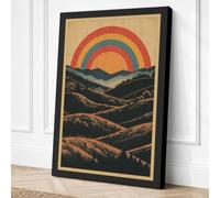 Hills Beneath Rainbow Canvas Wall Art Print 30x20 Inch (76 x 51 cm)