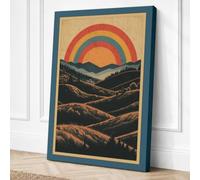 Hills Beneath Rainbow Canvas Wall Art Print 30x20 Inch (76 x 51 cm)