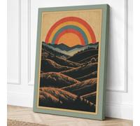 Hills Beneath Rainbow Canvas Wall Art Print 36x24 Inch (91 x 61 cm)