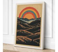Hills Beneath Rainbow Canvas Wall Art Print 36x24 Inch (91 x 61 cm)
