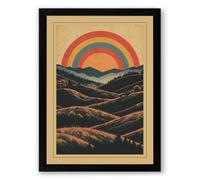 Hills Beneath Rainbow Geometric Framed Wall Art Print A1 (84.1×59.4cm) Black, Wall Decor for Living Room, Bedroom, Office & Home, Ready to Hang, Art Gift