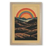 Hills Beneath Rainbow Geometric Framed Wall Art Print A3 (42×29.7cm) Oak, Wall Decor for Living Room, Bedroom, Office & Home, Ready to Hang, Art Gift