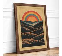 Hills Beneath Rainbow Geometric Framed Wall Art Print A3 (42×29.7cm) Walnut, Wall Decor for Living Room, Bedroom, Office & Home, Ready to Hang, Art Gift