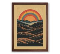 Hills Beneath Rainbow Geometric Framed Wall Art Print A4 (29.7×21cm) Walnut, Wall Decor for Living Room, Bedroom, Office & Home, Ready to Hang, Art Gift