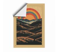 Hills Beneath Rainbow Geometric Unframed Wall Art Print A4 (29.7×21cm), Wall Decor for Living Room, Bedroom, Office & Home, Art Gift