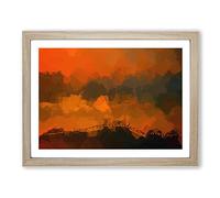 Hills In Tuscany Italy In Abstract Modern Art Framed Print | A2 Oak Framed Wall Art | Ready to Hang | Abstract Fantasy Picture | Living Room Bedroom Lounge Office