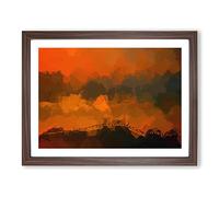 Hills In Tuscany Italy In Abstract Modern Art Framed Print | A2 Walnut Framed Wall Art | Ready to Hang | Abstract Fantasy Picture | Living Room Bedroom Lounge Office