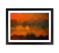 Hills In Tuscany Italy In Abstract Modern Art Framed Print | A3 Black Framed Wall Art | Ready to Hang | Abstract Fantasy Picture | Living Room Bedroom Lounge Office