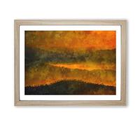 Hills In Tuscany Italy Painting Modern Art Framed Wall Art Print, Ready to Hang Picture for Living Room Bedroom Home Office Décor, Oak A4 (34 x 25 cm)