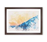 Hills of Trysil Norway Watercolour Framed Print | A2 Walnut Framed Wall Art | Ready to Hang | Modern Historical Picture | Living Room Bedroom Lounge Office