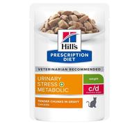 Hills Prescription Diet CD Urinary Stress + Metabolic Cat Food Chicken Pouches 85g x 12