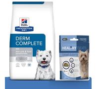 Hills Prescription Diet Derm Complete Mini Dry Dog Food 1kg and Treats