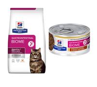 Hill's Prescription Diet Dry Cat Food + 6 x 82g Wet Cat Food Free! * - Gastrointestinal Biome Digestive/Fibre Care (3kg) + Gastrointestinal Biome Stew - Chicken (6 x 82g)