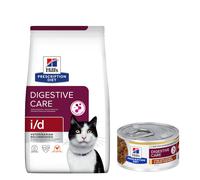 Hill's Prescription Diet Dry Cat Food + 6 x 82g Wet Cat Food Free! * - i/d Digestive Care - Chicken (8kg) + i/d Digestive Care Stew - Chicken (6 x 82g)