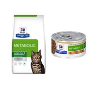 Hill's Prescription Diet Dry Cat Food + 6 x 82g Wet Cat Food Free! * - Metabolic Weight Management - Tuna (8kg) + Metabolic Stew with Chicken & Vegetables (6 x 82g)