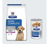 Hill's Prescription Diet Dry Dog Food + Wet Dog Food Free! * - Puppy Derm Complete (12kg) + Derm Complete (3 x 370g)