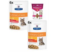 HILL'S PRESCRIPTION DIET Feline C/D Urinary Stress Mix 12 x 85gr (Chicken 6 pouches/Salmon 6 pouches) and Vetiq Treats Urinary care for Cat
