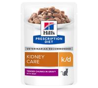 Hill's Prescription Diet k/d Kidney Care Cat Food - Beef Wet - 12 x 85g Pouches