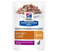 Hill's Prescription Diet k/d Kidney Care Cat Food - Beef Wet - 12 x 85g Pouches