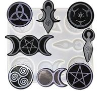 Hill's Resin Spiral Goddess Necklace Mold, 8 in 1 Silicone Mold for Making Epoxy Resin Chakras Luna Jewelry Pendant Ear Drop