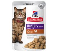 Hill's Science Plan Sensitive Stomach and Skin Turkey Pouch Adult Cat Food - 12 x 85g