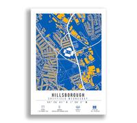 Hillsborough Stadium Map Minimalist A4/A3 Poster Photo Print Framed Gift Sheffield Wednesday (A3 Poster Only)